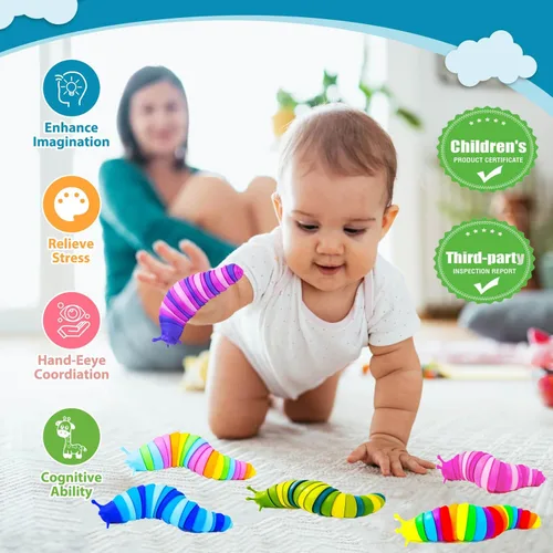Miniatura 2 de Kabvy - Paquete de 6 juguetes sensoriales para ansiedad, oruga, juguetes sensoriales para autismo, TDAH, ansiedad y alivio del estrés, regalos