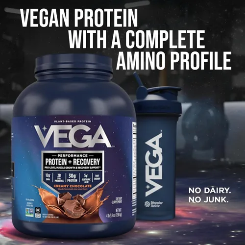 Miniatura 11 de Vega Sport proteína vegana en polvo + recuperación - 30 g de proteína a base de plantas por porción, chocolate, 45 porciones, 5 g de BCAA