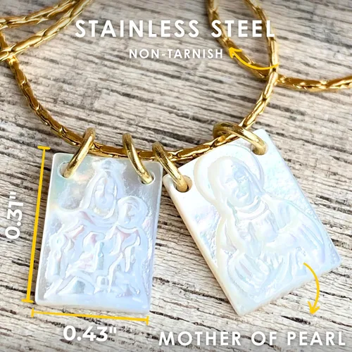 Miniatura 8 de Collar con Escapulario Católico - Escapulario de la Virgen del Carmen - Colgante de la Virgen María - Joyería de Escapularios Católicos