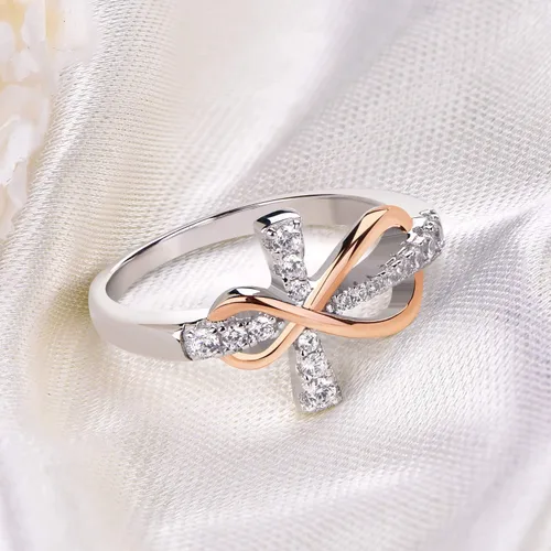 Miniatura 3 de JO WISDOM Anillo infinito de cruz de plata de ley 925 Circonita plata