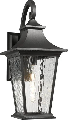 Miniatura 11 de Emliviar Lámpara de Pared de 12.2 Pulgadas con Vidrio de Ondas de Agua, 1 Luz de Patio Exterior para Casa, Aluminio Fundido a Presión en Acabado