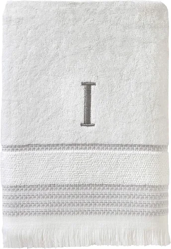Miniatura 96 de SKL Home Toalla de baño casual con monograma, S, 28 x 54 pulgadas, color blanco