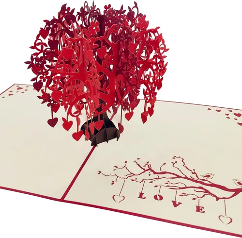 DEVINE Cards - Tarjeta de árbol de amor desplegable | Tarjeta de feliz día de San Valentín para esposa y esposo | Tarjeta del día de la madre,