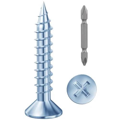 Miniatura 32 de Wensilon (385 piezas) Tornillos de cabeza plana negros para madera, tornillos autorroscantes de cabeza plana para metal rápido, equipados con kit