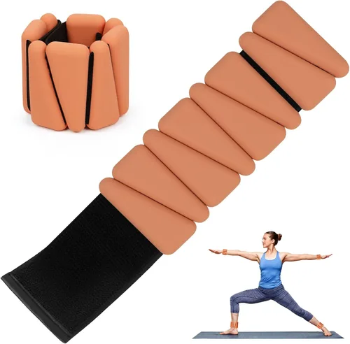 Miniatura 8 de Juego de 2 pesas de muñeca para tobillo y muñeca, pulseras de peso ajustables de silicona (1 libra cada una) para mujeres y hombres, adecuadas