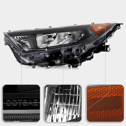 Miniatura 4 de ACANII - Para [estilo sin proyector] 2019-2021 Toyota RAV4 bisel negro LED faros delanteros montaje izquierda + derecha par
