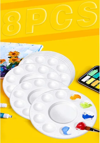 Miniatura 2 de Paletas de bandejas de pintura, paletas blancas de plástico para niños y estudiantes, bandeja de pintura para clase de arte, manualidades o fiestas