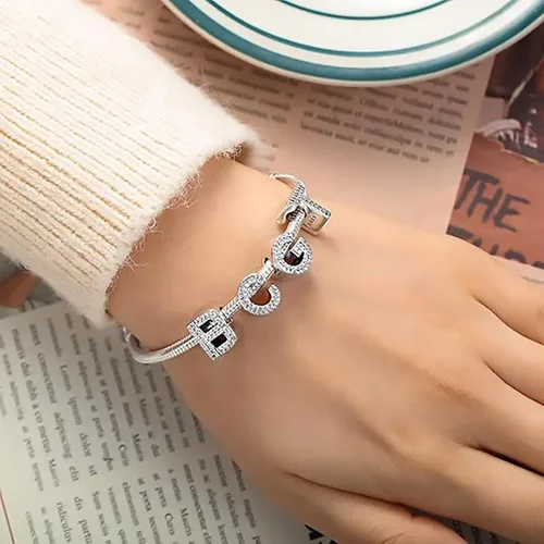 Miniatura 21 de PARCOM Dijes de letras compatibles con pulseras Pandora de plata esterlina S925 con iniciales para pulseras del alfabeto A-Z, cuentas de letras