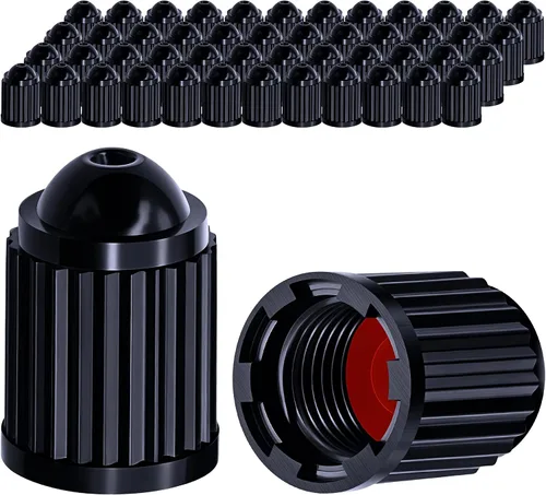 Miniatura 28 de 30 piezas de tapas de vástago de válvula de neumático TPMS, tapas de vástago de válvula de rueda de plástico negro para TR20008 TPMS, tapas