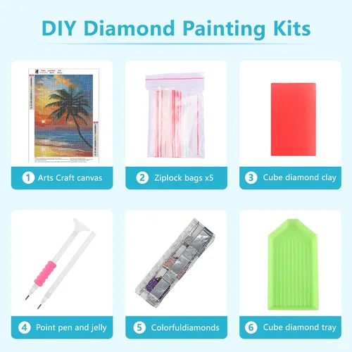 Miniatura 4 de SENQAO Kits de Arte de Diamantes de Atardecer en la Playa para Adultos, Kits de Arte de Diamantes 5D de Atardecer Paisaje para Hacerlo Tú Mismo
