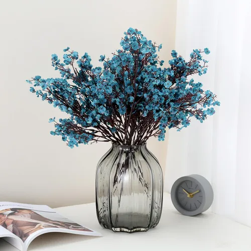 Miniatura 2 de JAKY-Global - Flores velo de novia artificiales, tela de seda, 6 ramos de plantas falsas europeas para decoración de bodas, ramos de tacto real, Azul