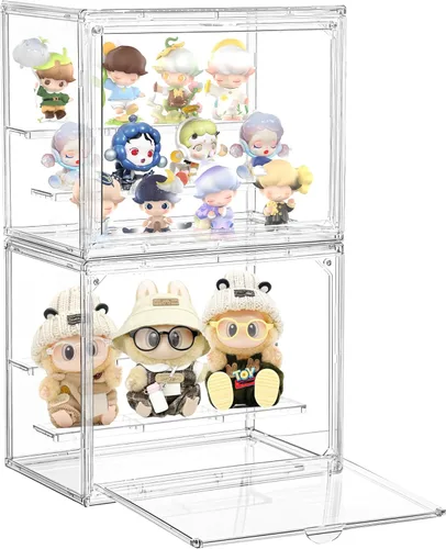 Miniatura 8 de Attelite - Vitrina de exhibición de acrílico transparente, caja de almacenamiento con puerta magnética, exhibidor de protección a prueba de polvo