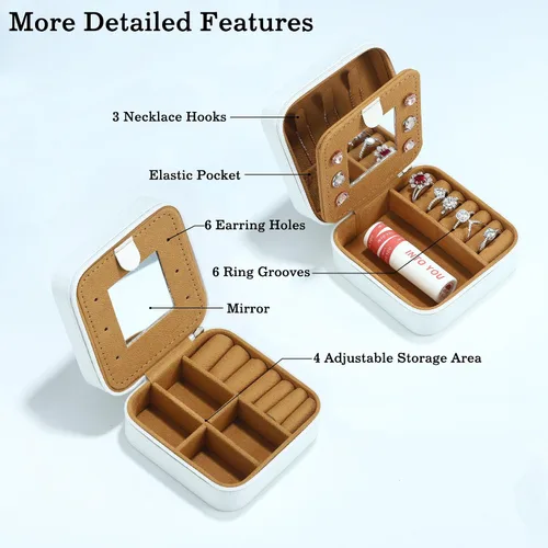 Miniatura 2 de Parima Joyero de viaje Joyero organizador de joyas pequeñas con iniciales, regalos esenciales de viaje para mujeres, mamá, amigas, mujeres