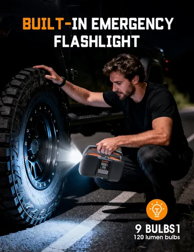 Miniatura 7 de Inflador de neumáticos, compresor de aire portátil, bomba de aire de alta resistencia de 12 V CC para neumáticos de automóvil con indicador digital