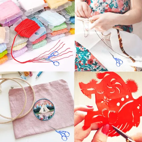 Miniatura 5 de BIHRTC - Tijeras de crochet de 4.5 pulgadas con estuche, tijeras de bordar de acero inoxidable, afiladas para manualidades, costura, hilo, Celadon