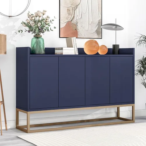 Miniatura 4 de LUMISOL Aparador de almacenamiento de madera con puertas y estantes ajustables, moderno aparador de cocina con base de metal para espacios pequeños