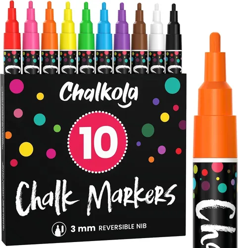 Miniatura 5 de Chalkola Marcadores de ventana – 0.591 in Jumbo – Punta 3 en 1 con tinta de 0.99 oz – Paquete de 10 bolígrafos de tiza neón – Amados por profesores