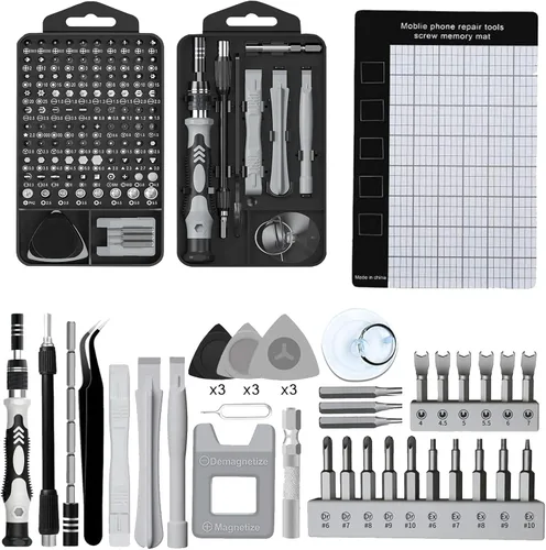 Miniatura 8 de Mini juego de destornilladores eléctricos, kit de destornilladores de precisión inalámbricos 68 en 1, 3.7 V recargable con 5 torque ajustables y 4