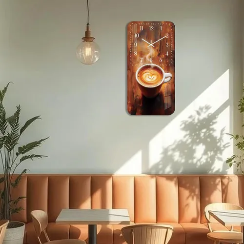 Miniatura 3 de Reloj de pared de taza de café para cocina, reloj de pared rectangular de madera, funciona con pilas, 12 pulgadas, relojes rústicos vintage