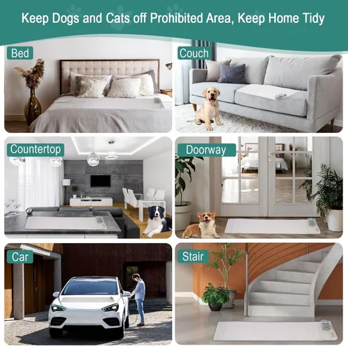 Miniatura 5 de SEERWAY Tapete Repelente para Perros y Gatos, 2 Piezas Tapete de Entrenamiento para Mascotas con 3 Modos Almohadilla de Descarga Eléctrica