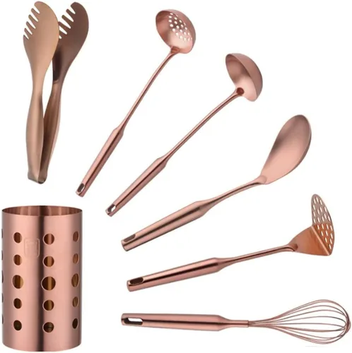 Juego de utensilios de cocina, tubo de palillos, utensilios de cocina para sopa, cucharón, colador, agitador de huevos, clip de alimentos,