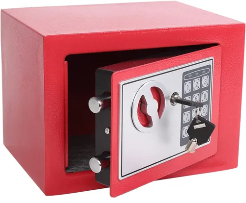 Miniatura 9 de Yuanshikj Caja de seguridad digital electrónica de lujo con cerradura de teclado, para hogar, oficina, hotel, negocios, joyas, pistola, Azul