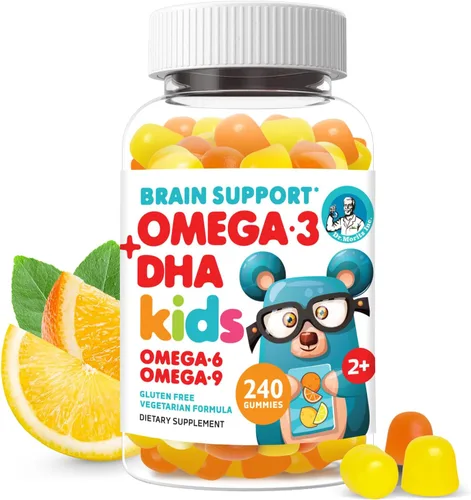 DR. MORITZ Gomitas veganas de omega 3 para niños y bebés (240 unidades), gomitas de omega 3 para niños para la salud cerebral y del corazón, sin