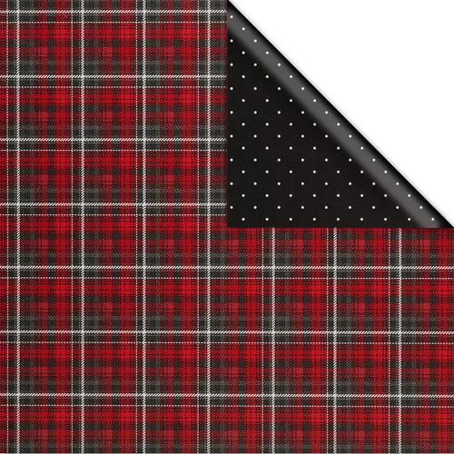 Miniatura 2 de American Greetings Rollo de papel de regalo reversible jumbo para Navidad, papel de regalo navideño rojo y negro