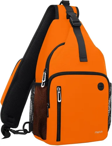 Miniatura 9 de MOSISO Mochila tipo bandolera, bolsa de hombro cruzada, bolsa de viaje para senderismo, bolsa de pecho con bolsillo frontal cuadrado y puerto