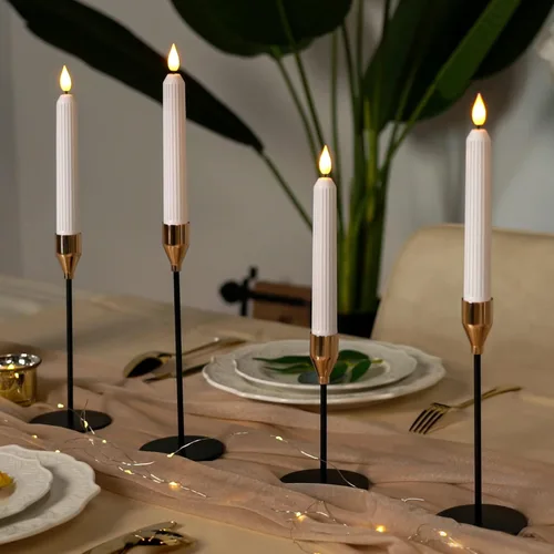 Miniatura 4 de 5plots Velas cónicas blancas sin llama con control remoto, temporizador, columna romana, velas cónicas LED que funcionan con pilas, candelabros LED