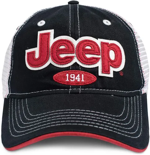 Jeep Black Hat Gorra de fieltro con apliques para hombres y mujeres Logotipo bordado 1941, broche de presión ajustable, gorra de camionero de