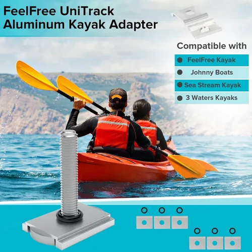 Miniatura 2 de Adaptador de kayak de aluminio para FeelFree UniTrack, placa adaptadora de pista de kayak Feel Free, compatible con Kayak FeelFree, Johnny Boats