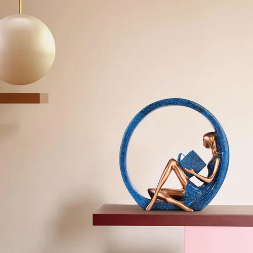 Miniatura 8 de Estatuas de resina para niña, estatua de yoga, escultura artística para estantería, adornos para lectores, profesores, decoración para sala