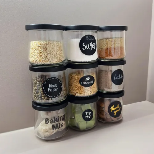 Miniatura 3 de Oui - Tapas para tarros de yogur, paquete de 12 tapas de metal negro para contenedor de yogur Yoplait, tapas para tarros de yogur oui con etiqueta
