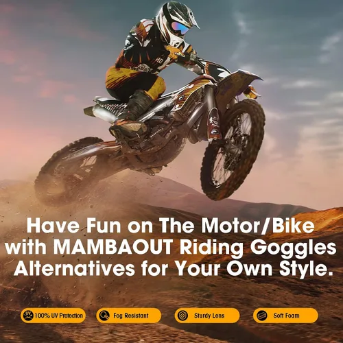 Miniatura 7 de MAMBAOUT Gafas de motocicleta para niños, paquete de 2 gafas de carreras todoterreno para niños y niñas