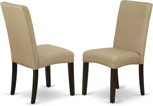 Miniatura 5 de EAST WEST FURNITURE Mesa rectangular de 4860 pulgadas y seis sillas Parson con patas de acabado capuchino y tela de lino, color marrón