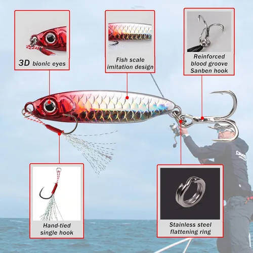 Miniatura 2 de 4 señuelos de pesca, cucharas de pesca, con forma especial, de metal duro, lentejuelas, anzuelos de pesca, anzuelos de pesca para amantes