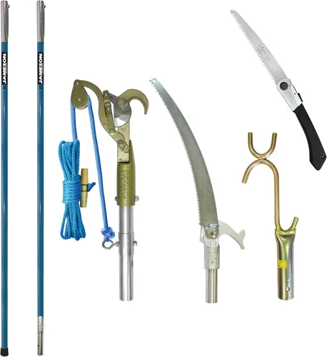 Jameson Kit completo de cuidado de árboles, paisajismo y poda de núcleo hueco de fibra de vidrio ligero con una sierra de mano plegable de 8 pulgadas