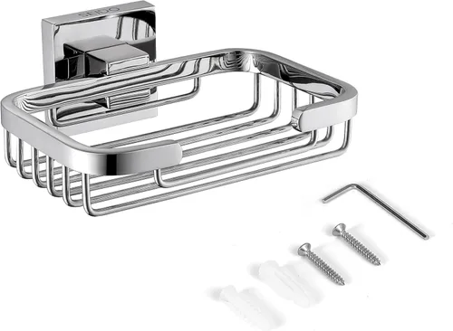 Miniatura 11 de SEIDO Jabonera dorada para ducha, soporte de jabón de acero inoxidable 304 con doble bloqueo, soporte de barra de jabón de montaje en pared