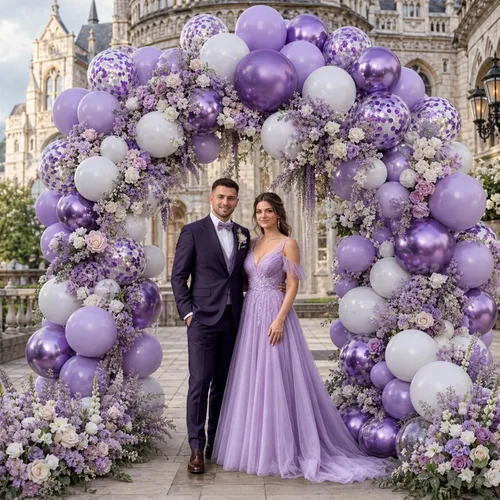 Miniatura 5 de Togvu Globos Morados y Blancos, 60 Paquetes de 12 Pulgadas Globos de Confeti Cromado Metálico Claro Oscuro para Niñas Mujeres Boda Cumpleaños Baby
