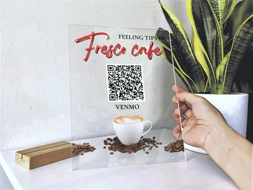 Miniatura 2 de Letrero de acrílico personalizado para decoración de negocios, letrero QR personalizado, decoración de tienda, redes sociales para negocios, letrero