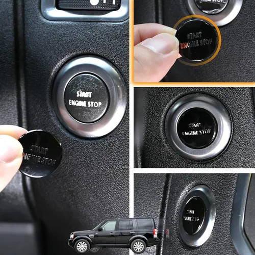 Miniatura 7 de Cubierta adhesiva para interruptor de botón de arranque y parada de motor rojo y plateado para LR4 Discovery 4 y Land Rover Range Rover