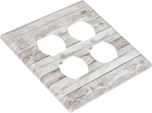 Miniatura 672 de Placa Decorativa de Pared de Granja Rústica con Cuerno de Madera para Puerta de Granero 1 Banda Duplex Cubiertas de Toma Eléctrica Soltera