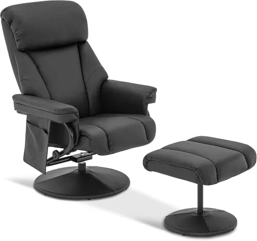 MCombo Sillón reclinable giratorio con otomana, silla de TV con masaje por vibración, ideal para RV espacio pequeño, sala de estar y dormitorio 4539