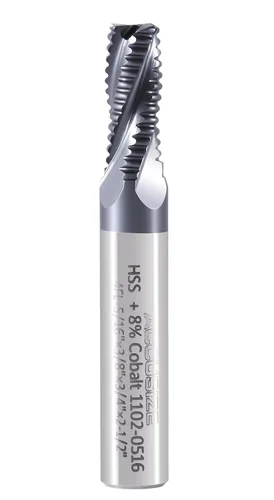Miniatura 15 de Accusize Industrial Tools Fresa de Extremo de Desbaste M42 8% Cobalto TiAlN Diente Estándar, 3/4'' por 3/4'' por 1-5/8'' Longitud Flt, 1102-0034