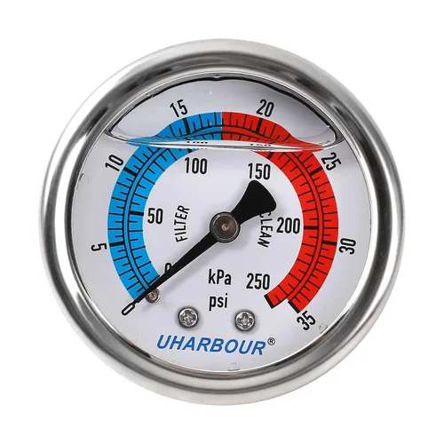 Miniatura 10 de Medidor de presión de agua, medidor de presión de filtro de piscina relleno de glicerina 0-50 PSI/350KPA, dial de 2 pulgadas y montaje inferior NPT