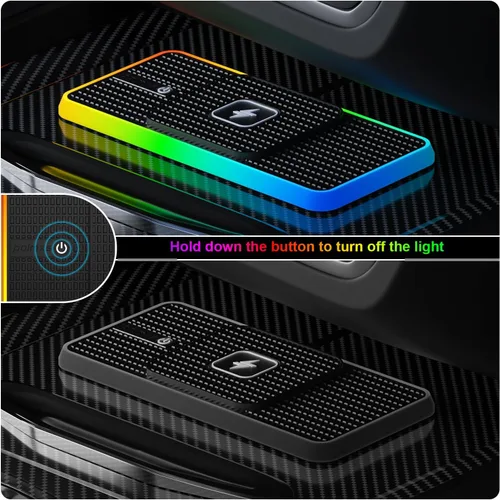 Miniatura 6 de Cargador inalámbrico para automóvil, cargador de teléfono inalámbrico POLMXS de 15 W, alfombrilla de carga inalámbrica para teléfono celular RGB