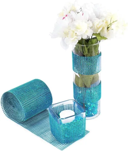 Miniatura 2 de Cinta de malla de diamantes de imitación de calidad suprema, rollo brillante a granel para manualidades, decoración de fiestas, 24 filas, 1 rollo