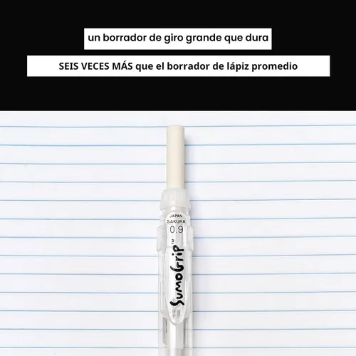 Miniatura 5 de SAKURA 50280 SumoGrip, lápiz de 0.9 mm con borrador, transparente
