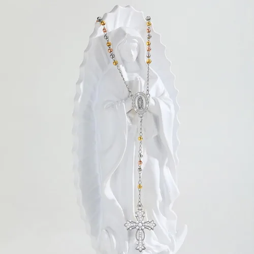 Miniatura 7 de Suministros para hacer rosarios, 24 piezas de dijes de cruz y medalla milagrosa, colgantes de crucifijo vintage, perla para mujer